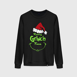 Свитшот хлопковый женский Resting Grinch Face, цвет: черный