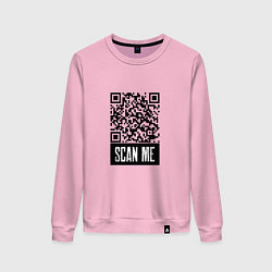 Свитшот хлопковый женский QR Scan, цвет: светло-розовый