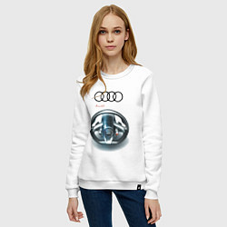 Свитшот хлопковый женский Audi - car steering wheel, цвет: белый — фото 2
