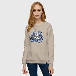 Свитшот хлопковый женский Wilmington sharks -baseball team, цвет: миндальный — фото 2