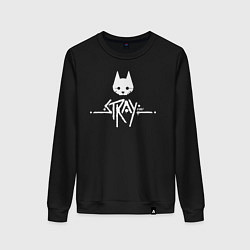 Свитшот хлопковый женский Stray: White Logo, цвет: черный