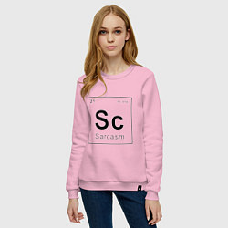 Свитшот хлопковый женский САРКАЗМ - SARCASM, Sc Таблица Менделеева, цвет: светло-розовый — фото 2