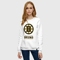 Свитшот хлопковый женский Boston Bruins , Бостон Брюинз, цвет: белый — фото 2