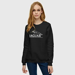 Свитшот хлопковый женский Jaguar, Ягуар Логотип, цвет: черный — фото 2