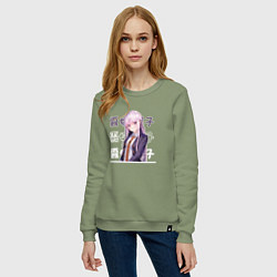 Свитшот хлопковый женский Данганронпа Danganronpa, Кёко Киригири Kyouko Kiri, цвет: авокадо — фото 2
