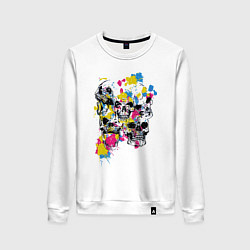 Свитшот хлопковый женский Color & Skulls, цвет: белый