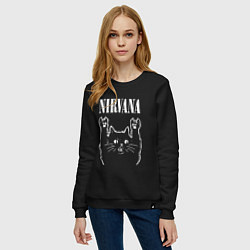 Свитшот хлопковый женский Nirvana Rock Cat, НИРВАНА, цвет: черный — фото 2