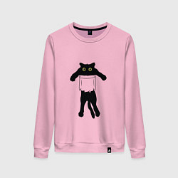 Свитшот хлопковый женский Котенок висит в кармане, цвет: светло-розовый