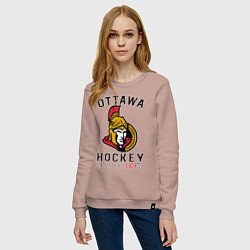Свитшот хлопковый женский OTTAWA SENATORS ОТТАВА СЕНАТОРЗ, цвет: пыльно-розовый — фото 2
