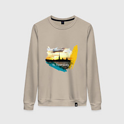 Свитшот хлопковый женский Санкт-Петербург St Petersburg, цвет: миндальный