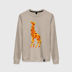 Свитшот хлопковый женский Лиственный жираф, цвет: миндальный