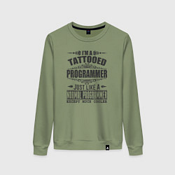 Женский свитшот Я татуированный программист, это как обычный прогр