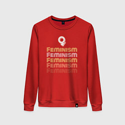 Свитшот хлопковый женский Feminism - retro, цвет: красный