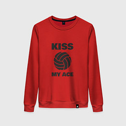 Свитшот хлопковый женский Volleyball - Kiss My Ace, цвет: красный