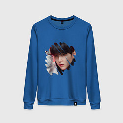 Свитшот хлопковый женский Agust D SUGA BTS, цвет: синий