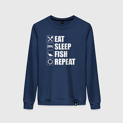 Женский свитшот Есть Спать Рыбалка Повторить