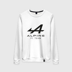 Свитшот хлопковый женский Alpine F1 team Black Logo, цвет: белый