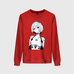 Свитшот хлопковый женский Рей Аянами Rei Ayanami Ева Евангелион, цвет: красный