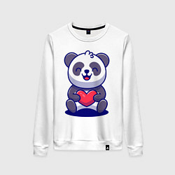 Свитшот хлопковый женский Панда с сердцем!, цвет: белый