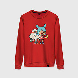 Свитшот хлопковый женский Toca Mystery House 3, цвет: красный