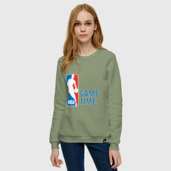 Свитшот хлопковый женский NBA Game Time, цвет: авокадо — фото 2