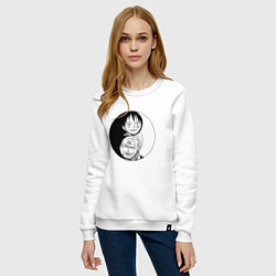 Свитшот хлопковый женский Луффи и Ророноа Зоро, цвет: белый — фото 2