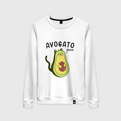 Свитшот хлопковый женский Avogato кот, цвет: белый