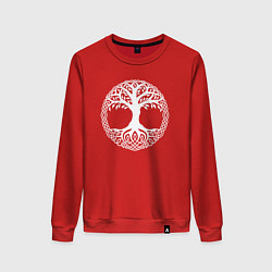Свитшот хлопковый женский Мировое Дерево Славян, цвет: красный