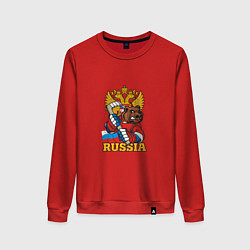 Свитшот хлопковый женский Хоккей - Russia, цвет: красный