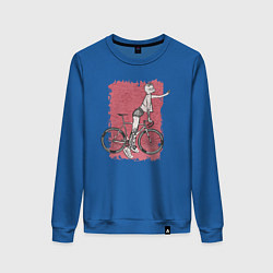 Свитшот хлопковый женский Bike punk cats, цвет: синий