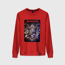 Свитшот хлопковый женский Metallica Playbill Art skull, цвет: красный