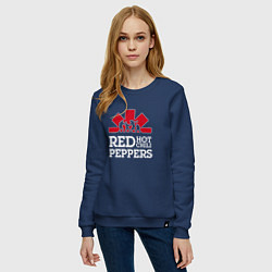 Свитшот хлопковый женский RHCP Logo Red Hot Chili Peppers Logo, цвет: тёмно-синий — фото 2