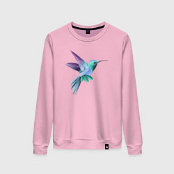 Свитшот хлопковый женский Красивая колибри, цвет: светло-розовый