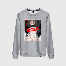 Женский свитшот Девушка и надпись Senpai Ahegao