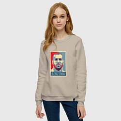 Свитшот хлопковый женский Obey - Benzema, цвет: миндальный — фото 2