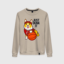 Свитшот хлопковый женский JUST DUNK IT корги, цвет: миндальный