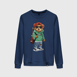 Женский свитшот Прикольный мишутка гитарист Cool teddy bear guitar