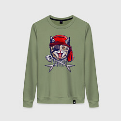 Женский свитшот Кот пират и рыбьи кости