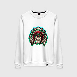 Свитшот хлопковый женский Indian -Skull, цвет: белый
