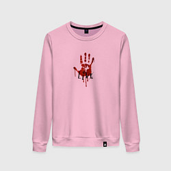 Свитшот хлопковый женский Кровавая рука - live hand, цвет: светло-розовый