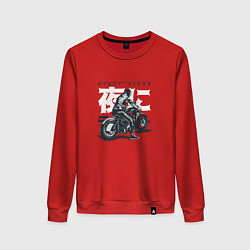 Свитшот хлопковый женский Японский мотоциклист Old Akira Japanese Biker, цвет: красный