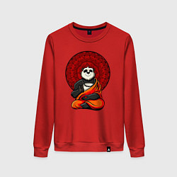 Свитшот хлопковый женский Медитация панды Дзен, цвет: красный