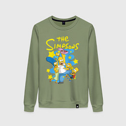 Свитшот хлопковый женский The SimpsonsСемейка Симпсонов, цвет: авокадо