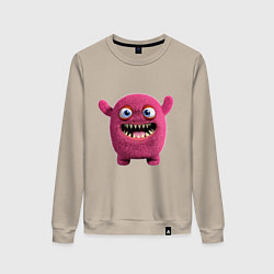 Свитшот хлопковый женский FLUFFY COLORED MONSTER, цвет: миндальный