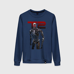 Свитшот хлопковый женский Terminator 2 - T800, цвет: тёмно-синий