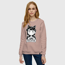 Свитшот хлопковый женский Взволнованная Коми-сан, цвет: пыльно-розовый — фото 2