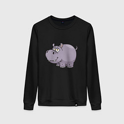 Свитшот хлопковый женский Милый Бегемот, цвет: черный