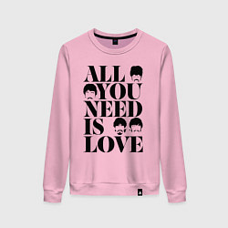 Свитшот хлопковый женский ALL YOU NEED IS LOVE THE BEATLES, цвет: светло-розовый