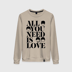 Свитшот хлопковый женский ALL YOU NEED IS LOVE THE BEATLES, цвет: миндальный