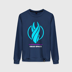 Свитшот хлопковый женский Символ Dead Space в неоновых цветах, цвет: тёмно-синий